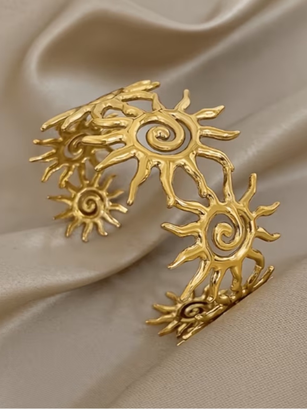 Golden Sunburst Cuff Bracelet - Women Jewelry